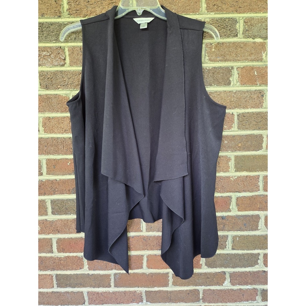 Christopher & Banks LG Black Dressy Sleeveless Cardigan Vest Boho Work Relaxed